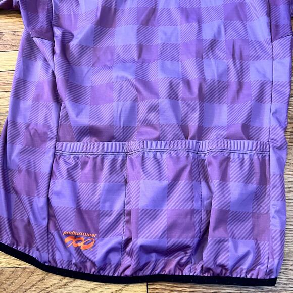Podium Wear Jacket Womens XL Purple Plaid Zip Up Jersey Pocket Cycle Shirt - Picture 6 of 9